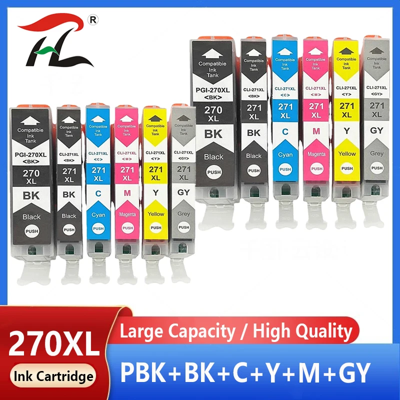 12X PGI-270 CLI-271 Compatible Ink Cartridges For Canon PGI270 CLI271 For Pixma MG5720/MG6820/MG7720/TS5020/TS6020/TS8020/TS9020