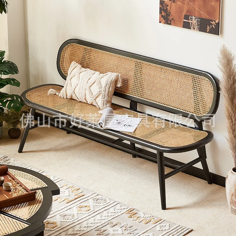 CX solid wood western restaurant double retro casual rattan chair log bed and breakfast balcony home