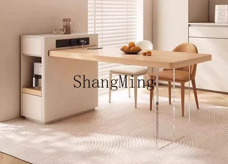 ZYY exquisite fashion slab telescopic suspended island dining table integrated simple solid wood small apartment dining table