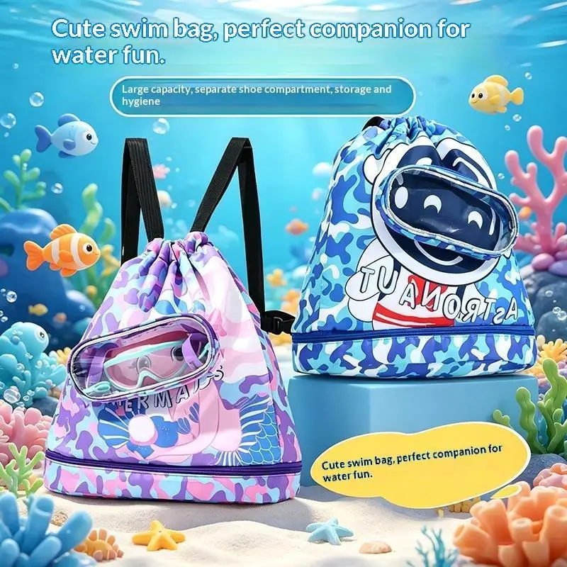 Children's Swimming Bag Kids Waterproof Storage Shoulder Packs Hand Luggage Backpack Wet Dry Separation Bag Large Capacity Pouch