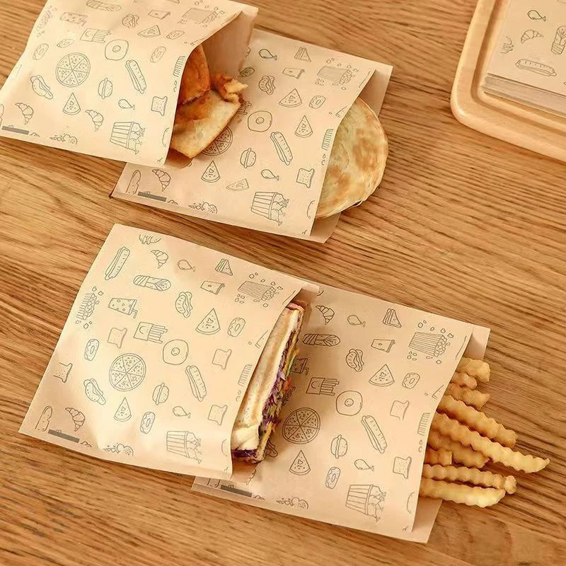 50-100 Stück Fettdichte Papiertüten Einweg-Verpackung Backpapier Dessert Sandwich Burger Verpackungstüten Küchenzubehör Neu – Detail 11