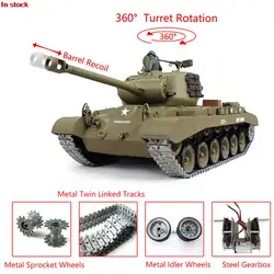 Gifts Heng Long 1/16 7.0 Metal M26 Pershing RTR RC Tank 3838 360° Turret Barrel Recoil Toys for Boys TH20325