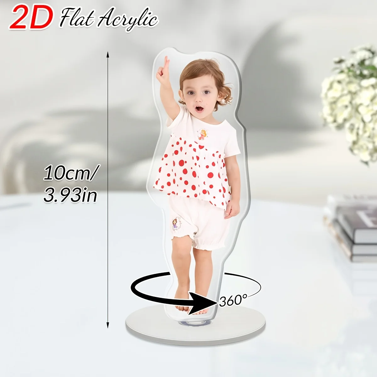 2D Flat Custom Acrylic ' Photo Rotating Ornament Showcasing ' Innocence And Cuteness, 360-Degree Rotatable Personal