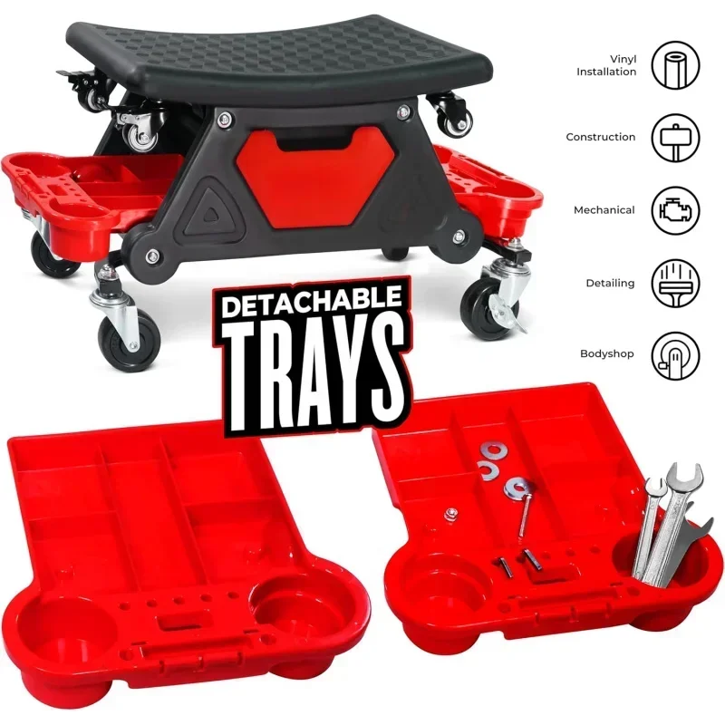 

Work Tool Storage Stool with Wheel Multifuncational Bench for Automobile Beauty Polishing Car Wash Outdoor Garden Working