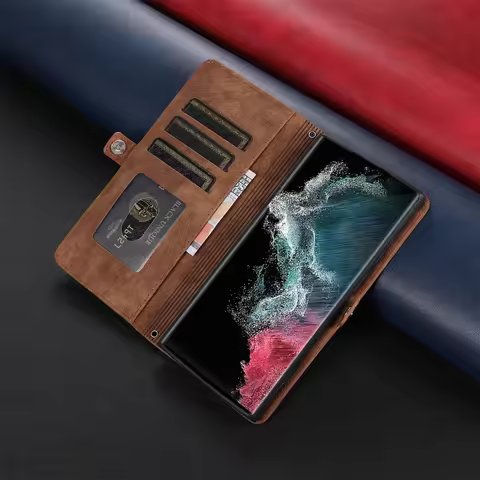Crossbody Wallet Phone Case for Samsung Galaxy S24 S23 S22 Ultra Plus A33 A53 A15 A25 A24 A34 A54 5G 9 Card Holder Leather Purse