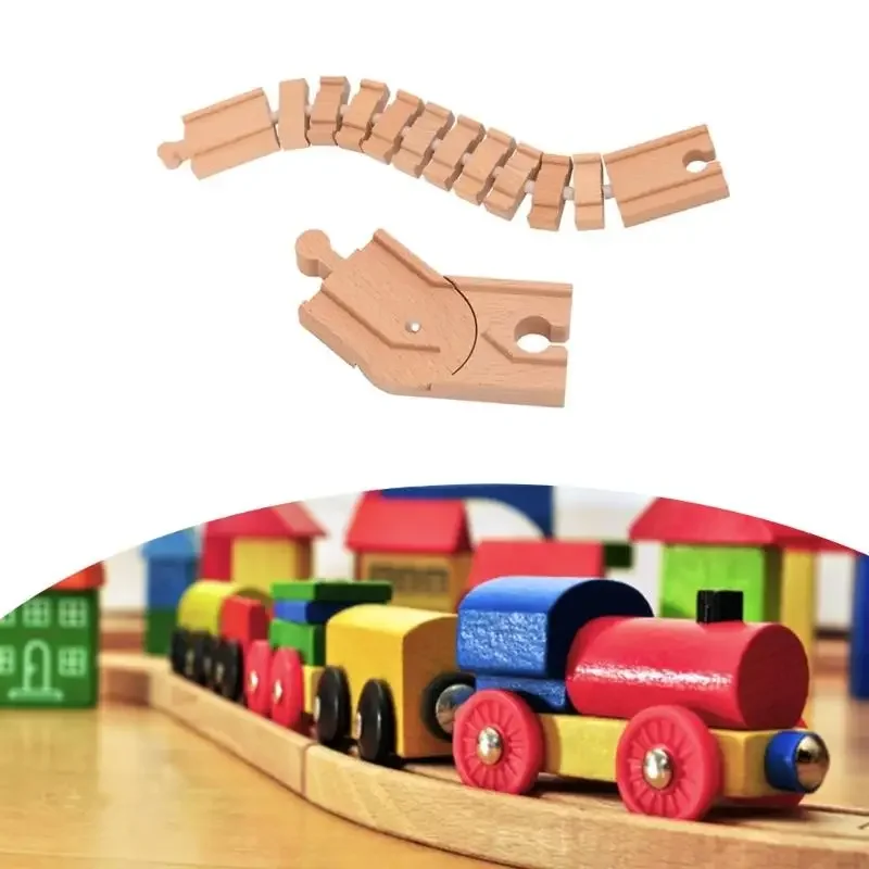 قطعتان من ملحقات مسار القطار الخشبي لبنات البناء الإبداعية للتطوير المكاني واللعب الجماعي 15UB #5
