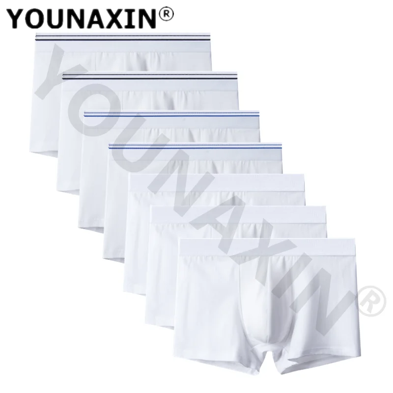 7 Pcs Big Size White Cotton Men Boxers Shorts Underwear Panties Homme Underpants Sexy Undies Undershorts Gifts L XL 2XL 3XL 4XL