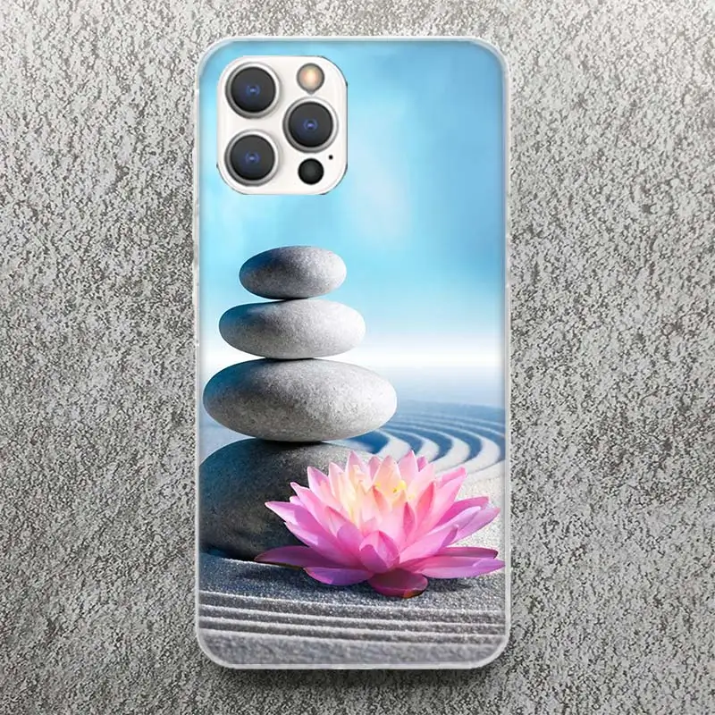 Lotus Blue White Flowers Phone Case For Apple iPhone 15 14 13 12 11 Pro Max Mini XS XR X 7 Plus 8 + SE Soft Silicone Print Shell