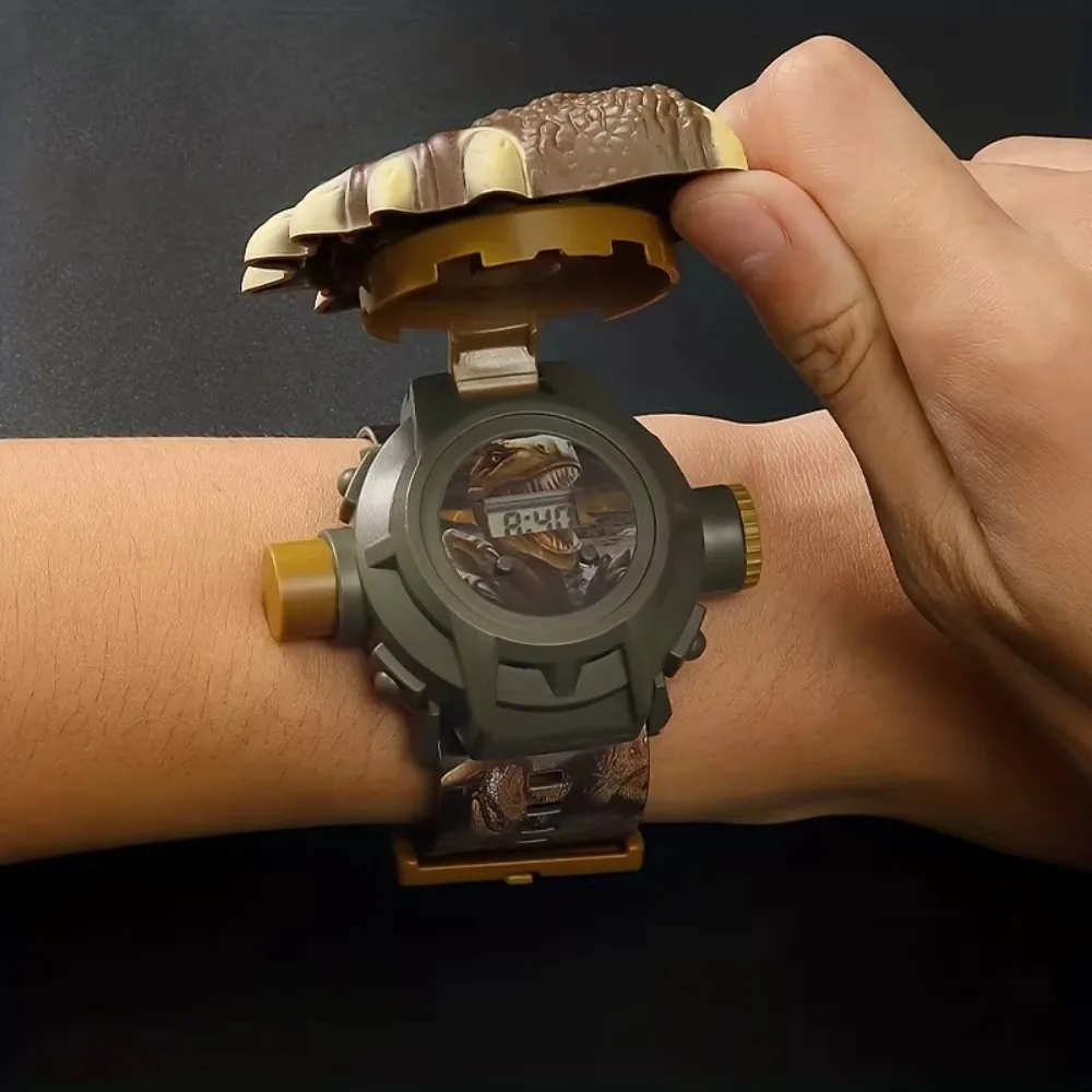 3D Dinosaur Cartoon Watches Flip 24 Projection Student Wristwatches Digital Clock Luminous Children's Watches New Year Gifts
