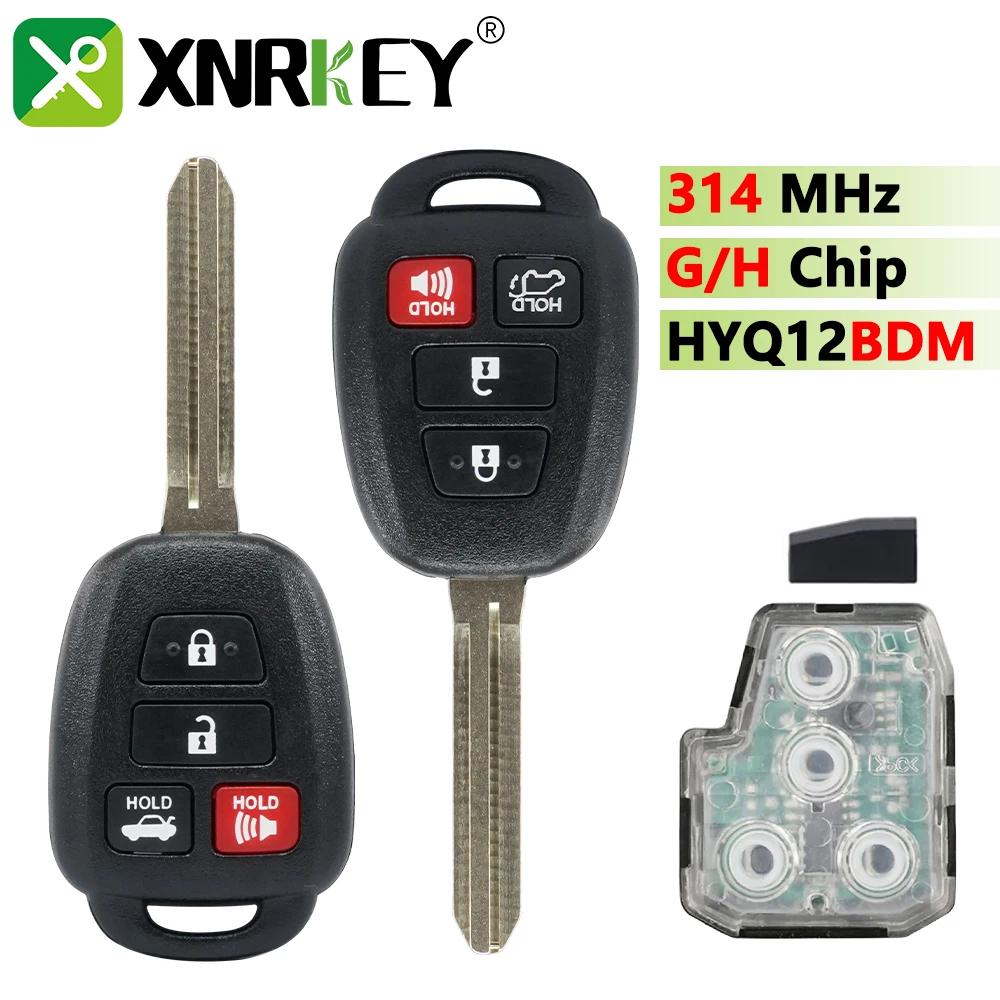 

XRNKEY 314 МГц умный дистанционный ключ от автомобиля для Toyota Camry Corolla 2012 2013 2014 2015 2016 2017 HYQ12BDM 4 кнопки автобрелок G
