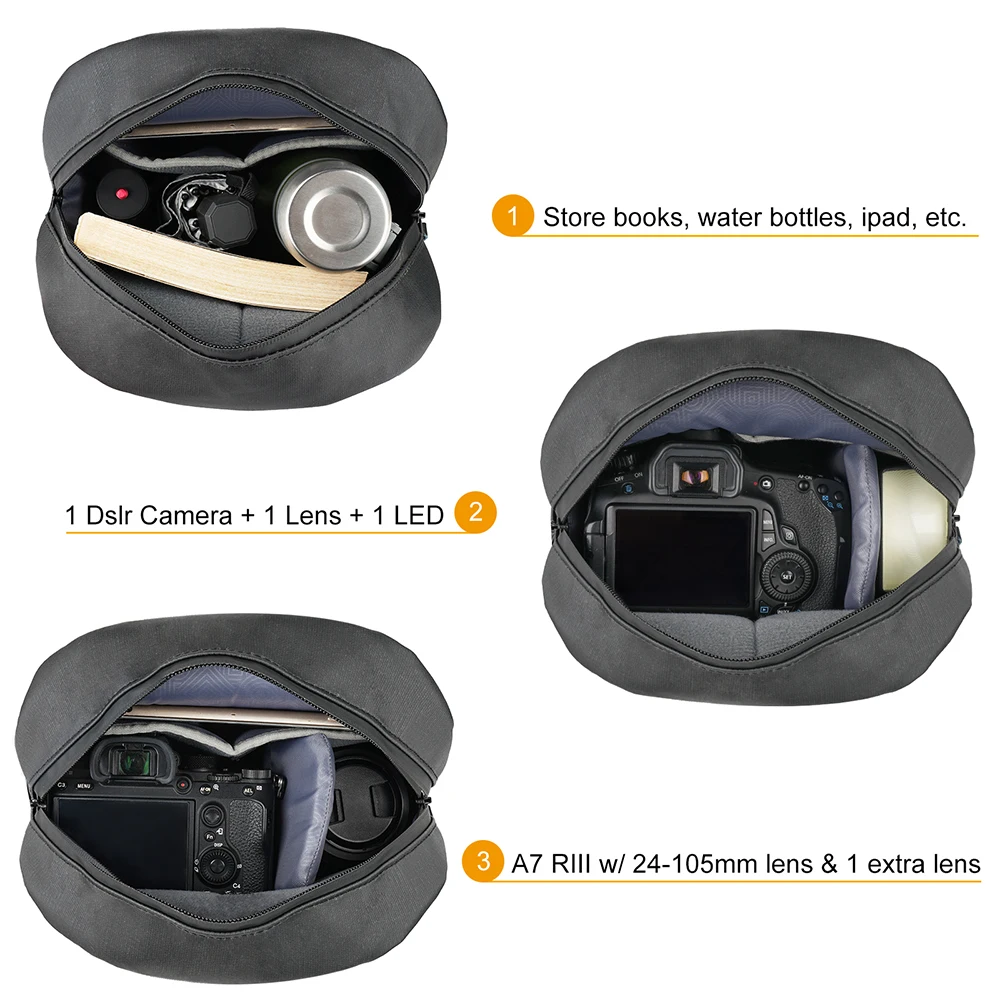 Besnfoto-Portátil Único Ombro Camera Bag com Capa de Chuva, Camera Crossbody, Fotografia Sacos para Canon, Nikon, Sony, BD-2233