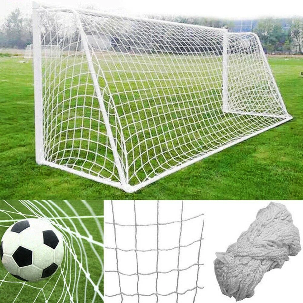 2Pc 1.8mX1.2m/6X4FT Polypropylene Football Soccer Goal Post Net Outdoor Sports Match Training Net for Junior Football Team White