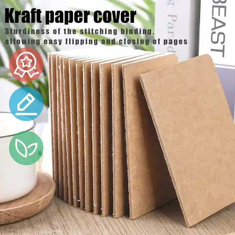 24PCS 크래프트 노트북, 3.5x5in 포켓 노트북 빈 종이 학교 사무실 홈 여행 선물을위한 작은 포켓 저널 메모장
