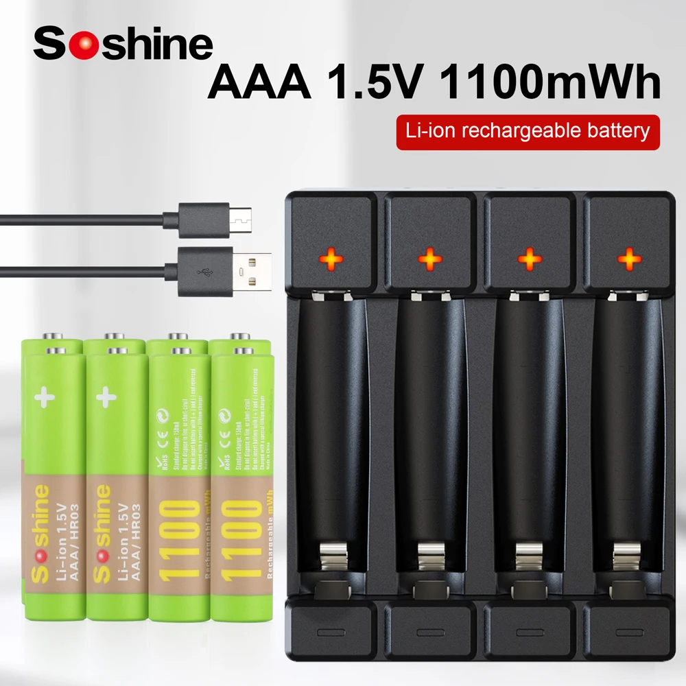 

Soshine 1,5 МВт/ч в AAA литий-ионная аккумуляторная батарея 3A литиевые аккумуляторы и литий-ионные AA AAA умное зарядное устройство