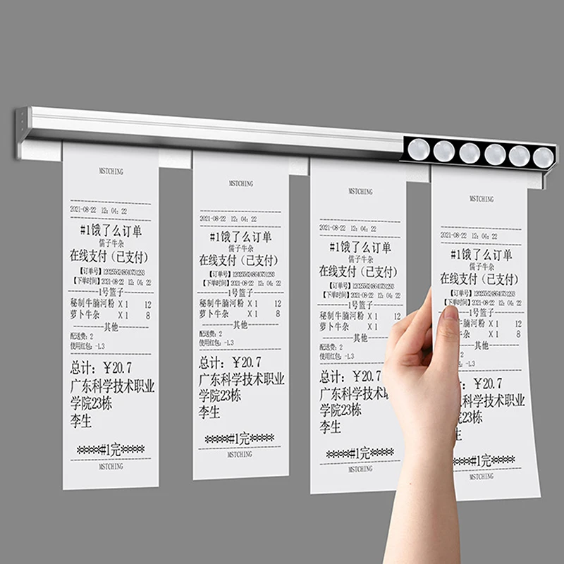 20/30/40/50cm Ticket Tab Bill Receipt Hanging Rack Bar Kitchen Order Document Holder Kitchen Tool Ticket Paper Clip Organizer