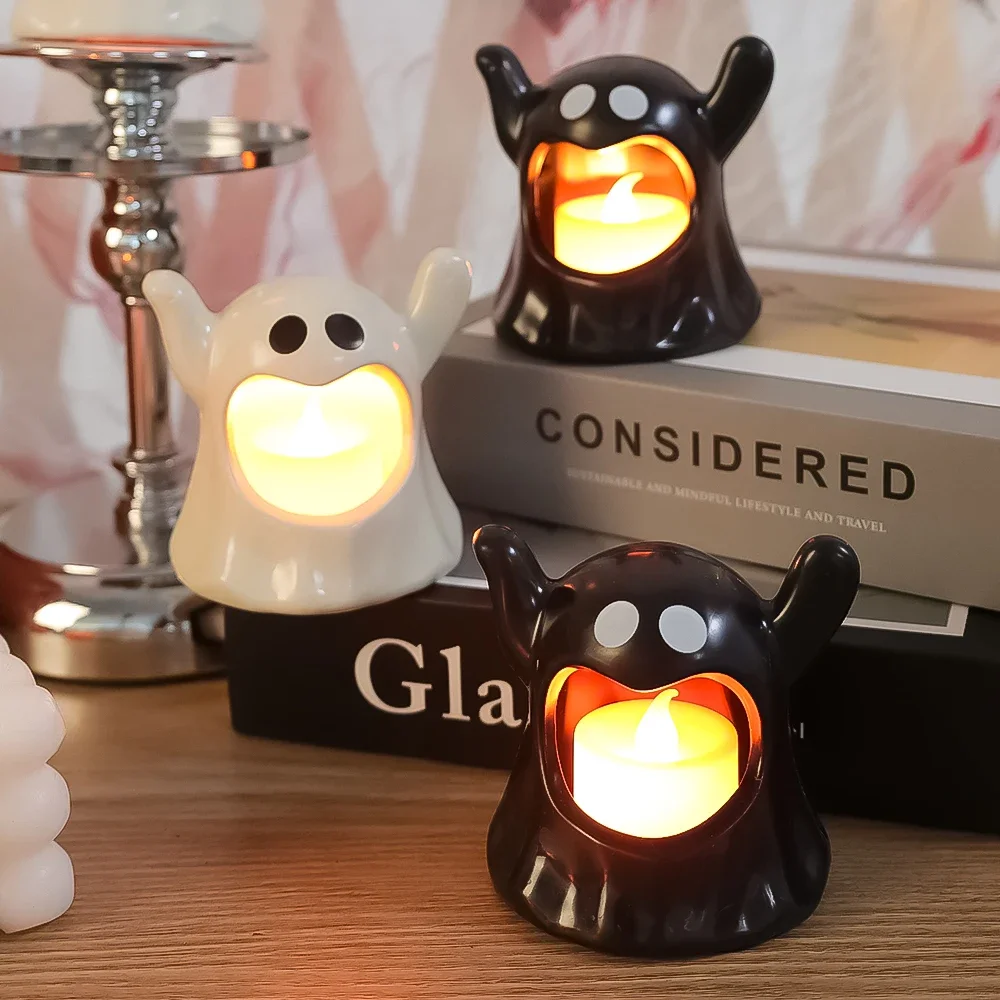 Halloween Decoração Night Lights, Cute Cartoon Ghost Ornaments, Candeeiros de mesa de PVC, Holiday Party, Atmosfera Nightlights, Presentes infantis