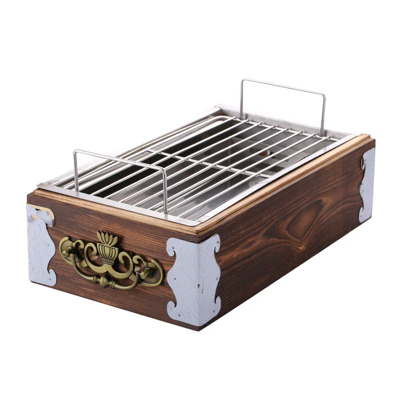 Grill power stove, commercial wooden box, bamboo box, heating stove, candle, charcoal skewer, holding stove, barbecue grill, res