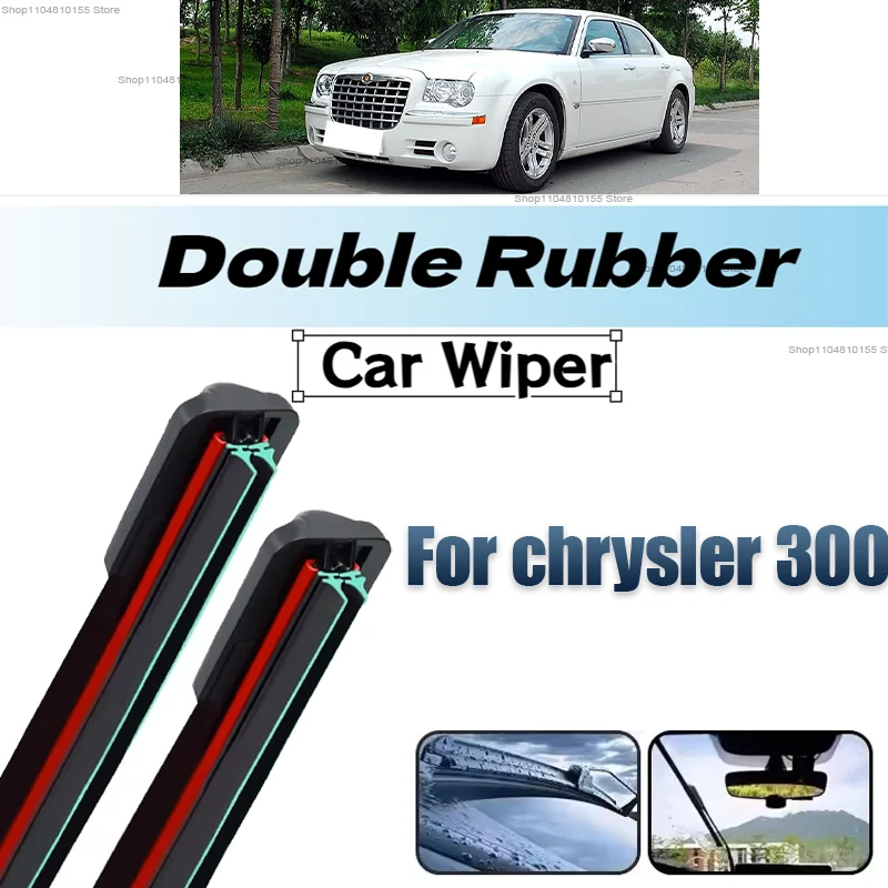 

Double Rubber Car Wipers for Chrysler 300 300C Front Blade Brushes Cutter Automobiles Accessorie Wiper Windscreen Wear Wiper