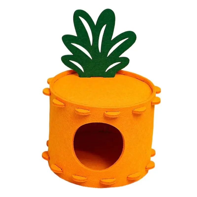 Felt Hamster Bed Soft Pineapple Felt Hamster House Hamster Bed Cute Tunnel Sleeping Nest Hamster Accessories For Chinchilla &