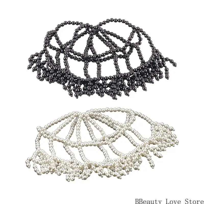 

Beautiful Handmade Pearls Hat Luxurious Bridal Headbands Trendy Headpiece for Evening Occasion