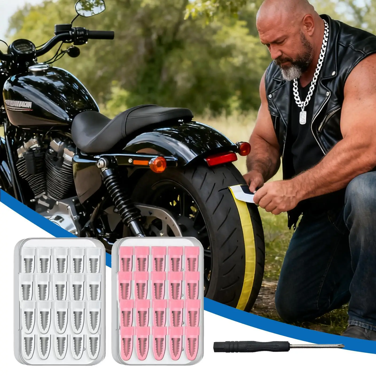 

Комплект для ремонта шин, 40 шт., патчи для обслуживания шин, резиновые гвозди для скутера, для мотоцикла, горного велосипеда, автомобильного скутера, велосипеда