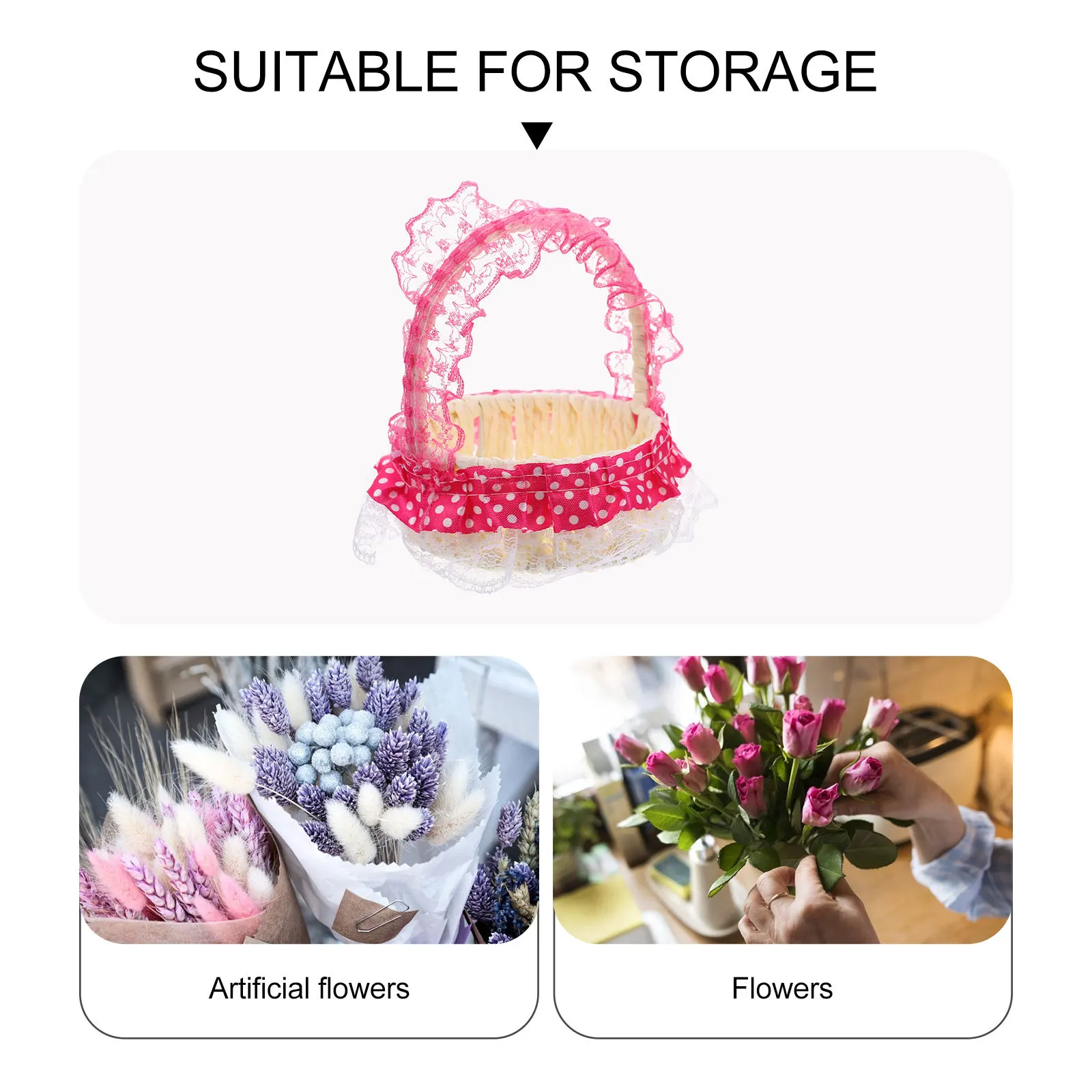 

Mini Woven Handheld Flower Basket Portable Decorative Storage Basket for Home Artificial Fresh Flowers Fruit Gift Packing