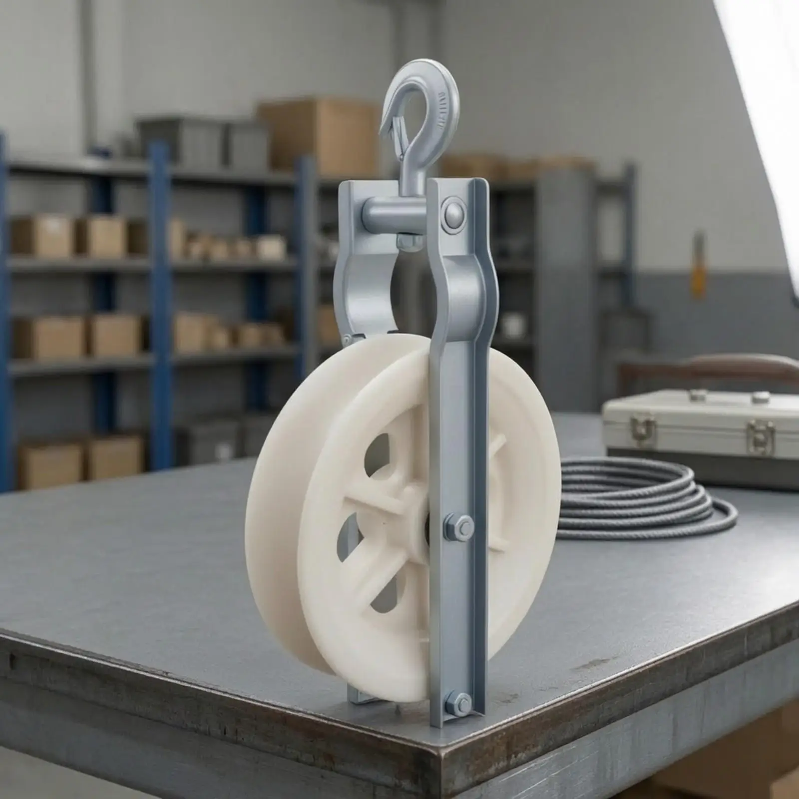 Low Friction Cable Pulley Wheel with Swivel Hook for Overhead Line Installation Use