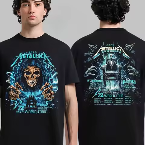 Metallica M72 World Tour Graphic Print T-shirt Returns in Europe 2026 Schedule Tour Unisex T-Shirt High-end Oversized Cotton Tee