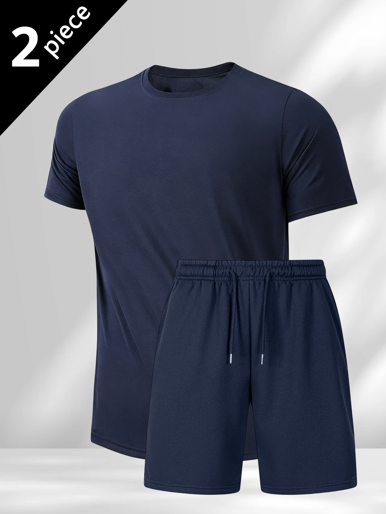 Men's 2 Pcs Tracksuit Set Short Sleeve T-Shirt Knee Length Shorts Athletic Sportswear Gym Workout Jogging Running Outfit view 4