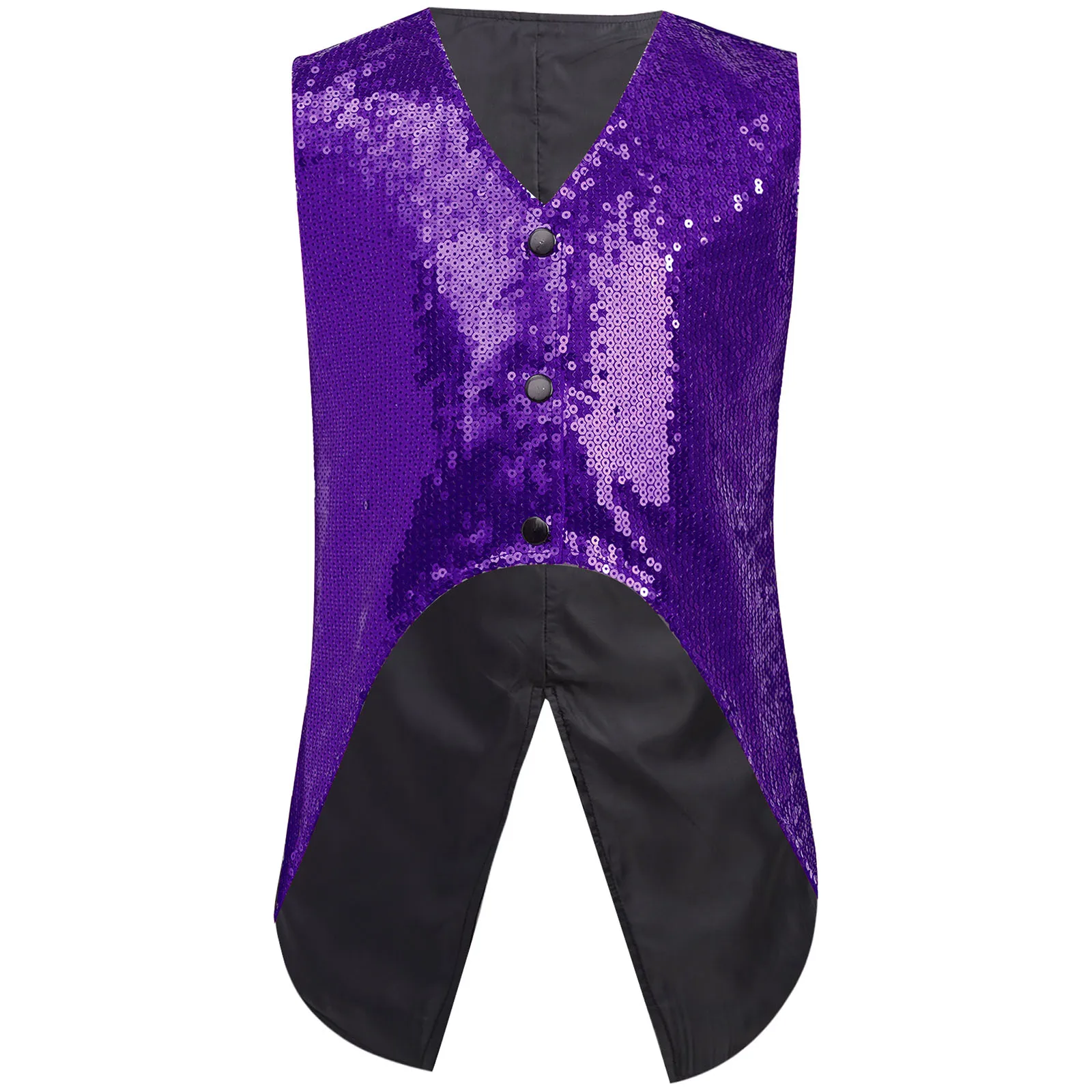 

Kids Boys Jazz Dance Costume Vest Sequin Sleeveless Asymmetrical Hem Vest for Birthday Party Banquet Stage Performance