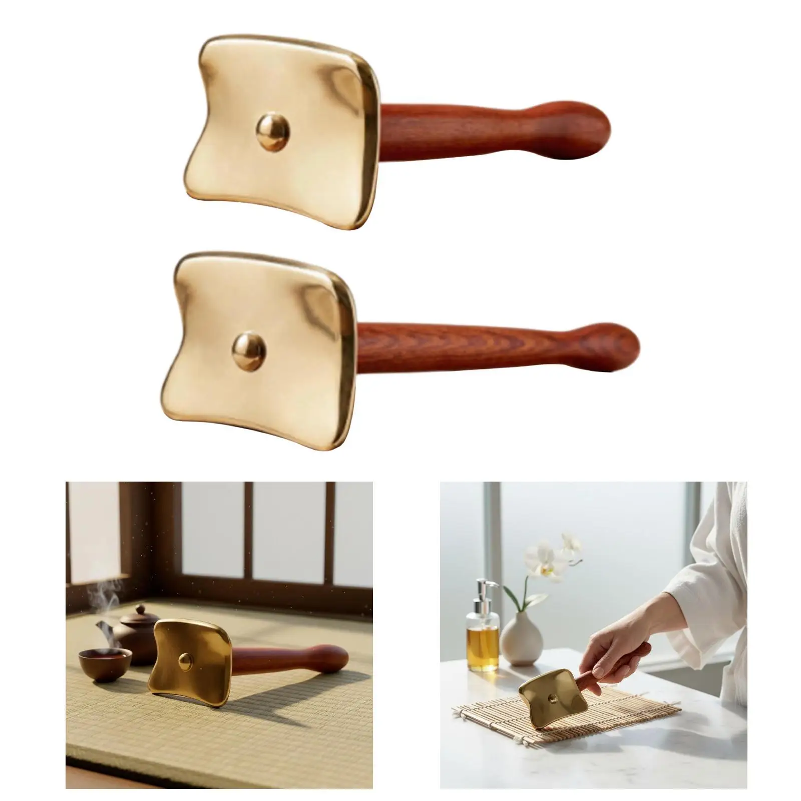 Body Massage Tool Gua Sha Board Wood Manual Scraper with Handle for Home Back and Neck Relaxation