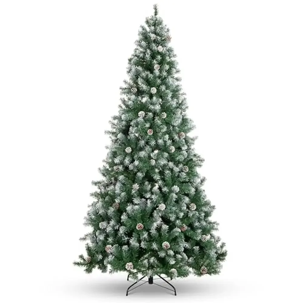 12ft Christmas Tree Pinecones PVC Branch Tips Easy Assembly Fluffing Realistic Appearance Sturdy Metal Base Holiday Party