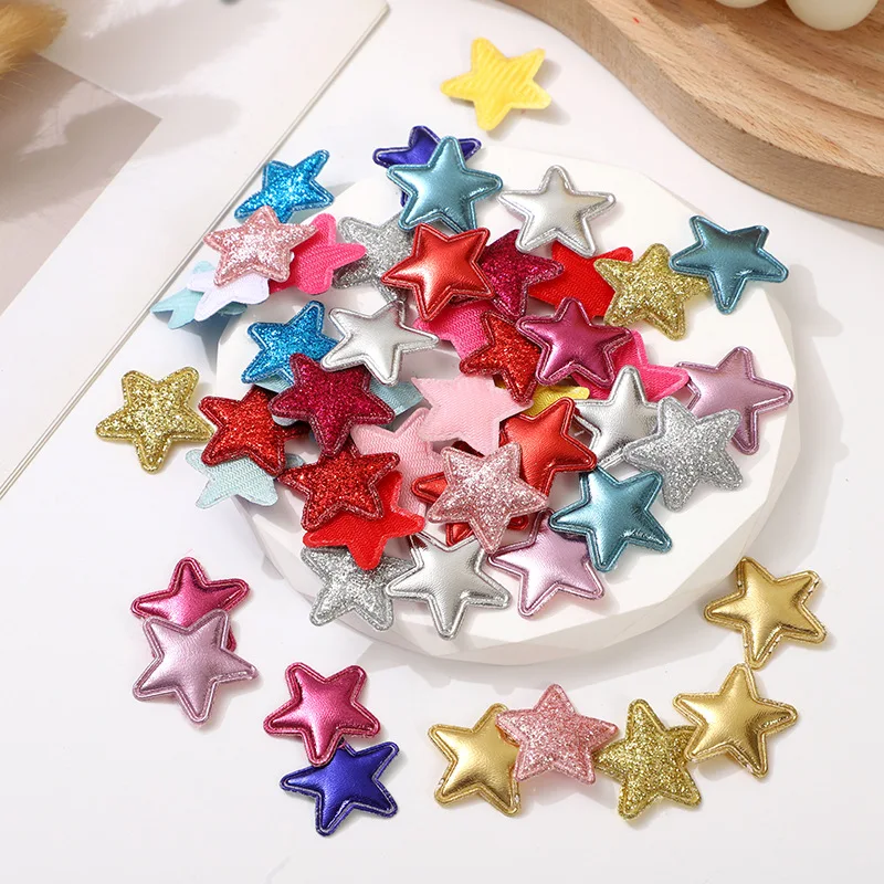 

400Pcs 2.5cm Glitter Colorful Pentagram Felt Padded Patches Appliques for Craft Clothing Accessories Supplies DIY Hair Clips