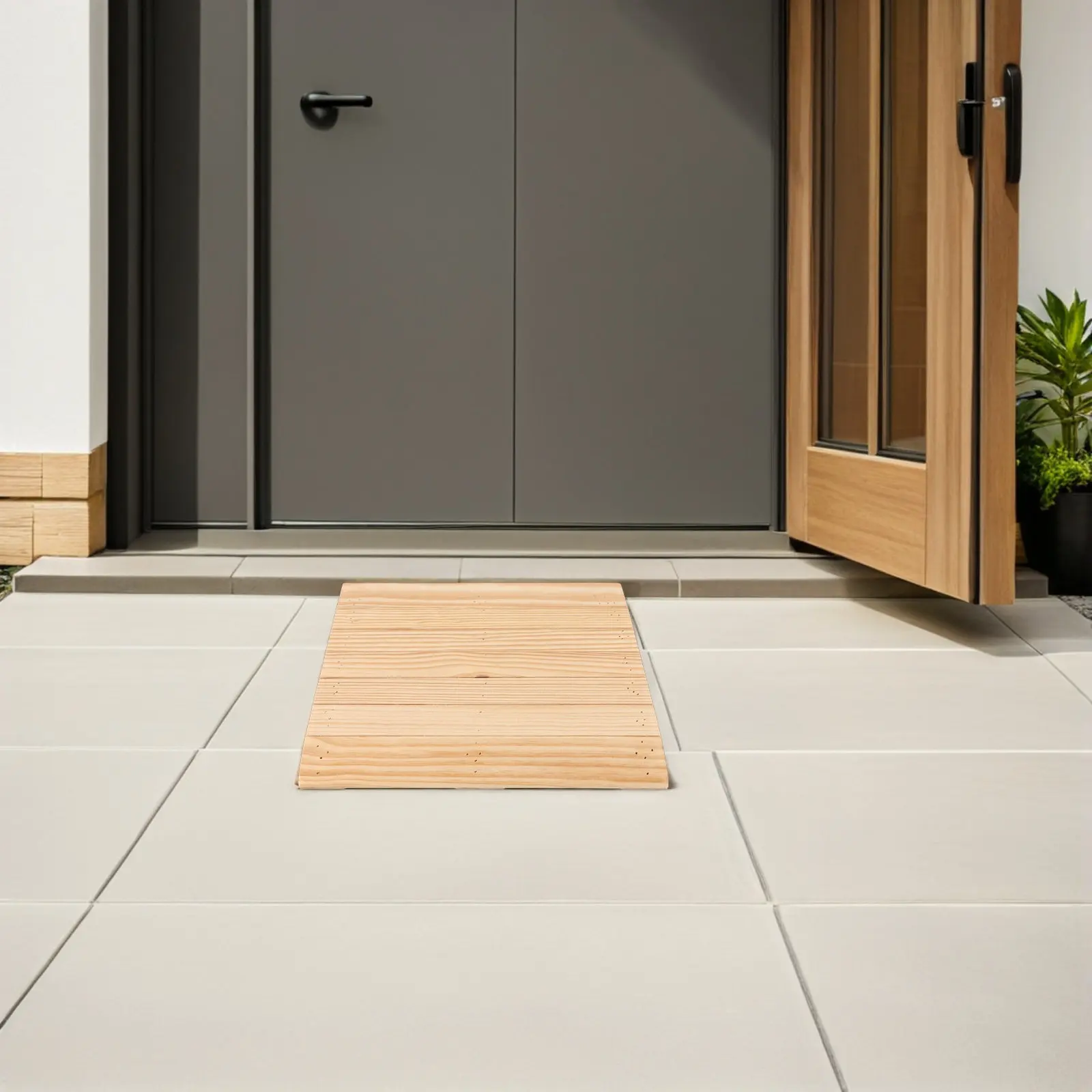 Wood Curb Ramp for Doorways Thresholds Entry Wheelchair Scooter Motorcycle Driveway Garage Auto Ramp Portable Solid Wood