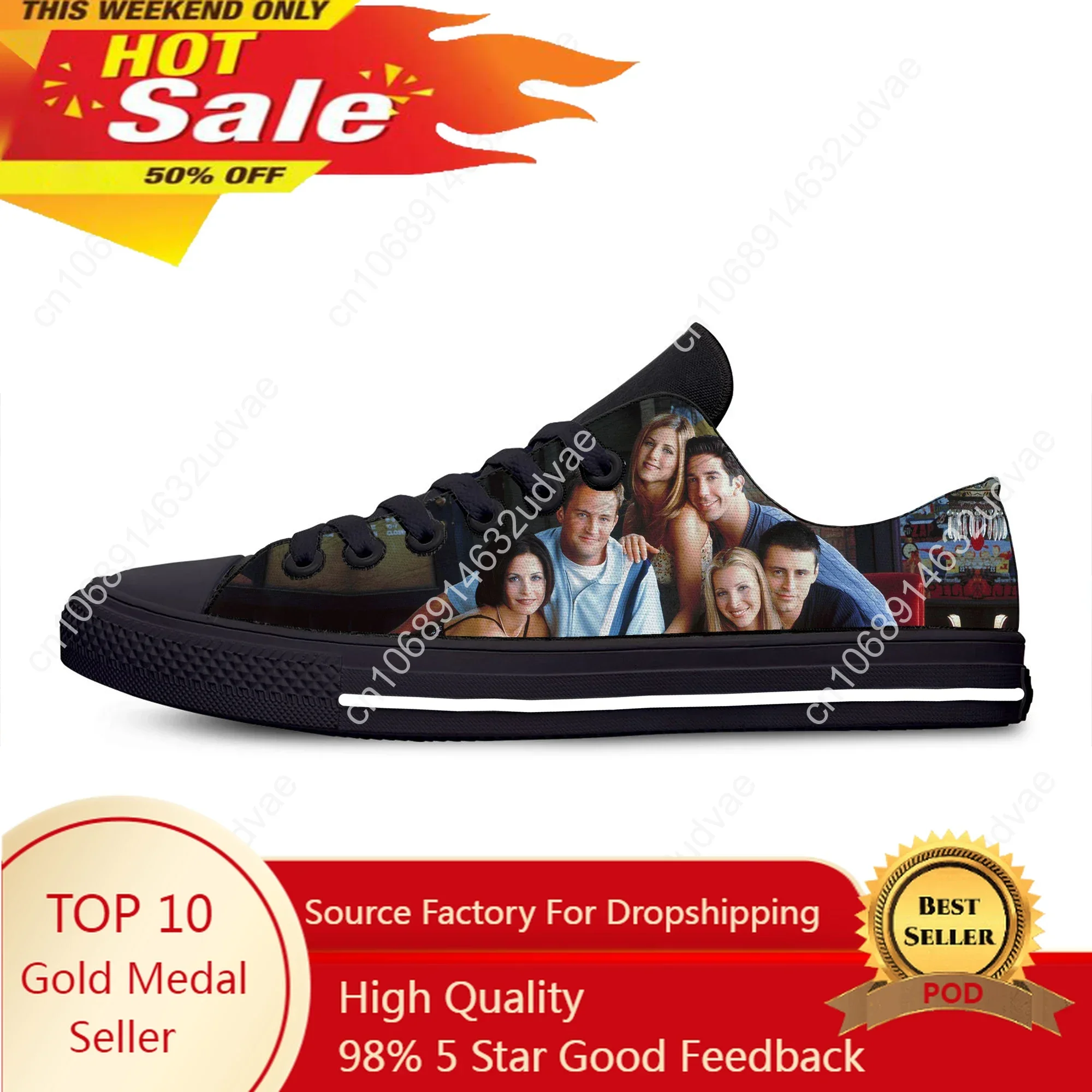 Classic TV Show Friends Hot Funny Fashion Popular Casual Cloth Shoes Low Top Lightweight Breathable 3D Print Men women Sneakers