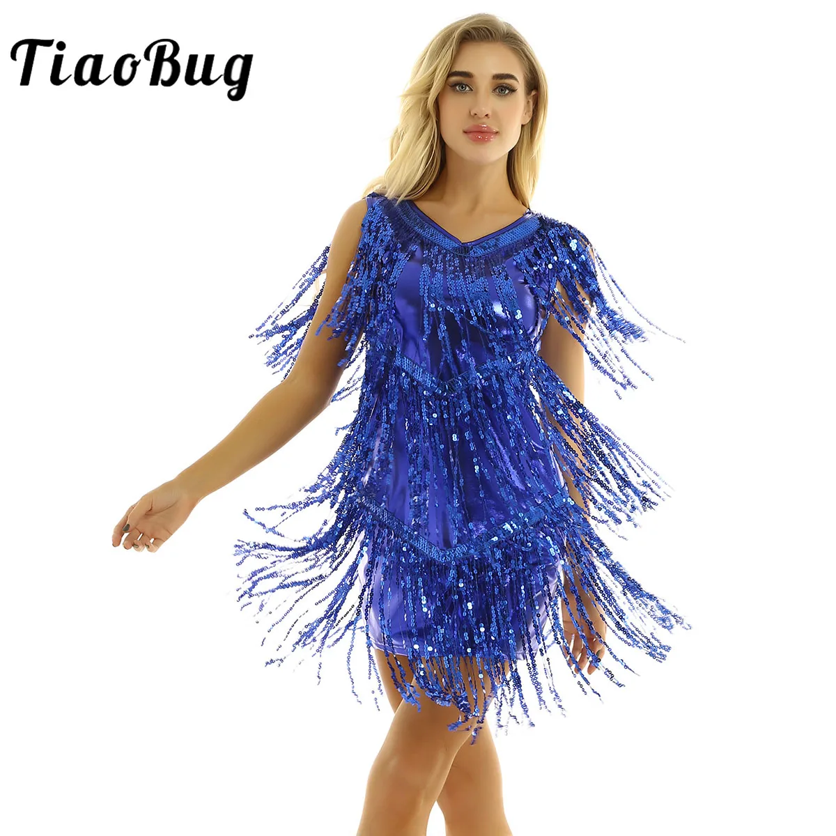 Tassel Fringe Sequin Latin Dance Dress Women Sexy Ballroom Salsa Tango Cha Cha Rumba Samba Outfits Dancewear