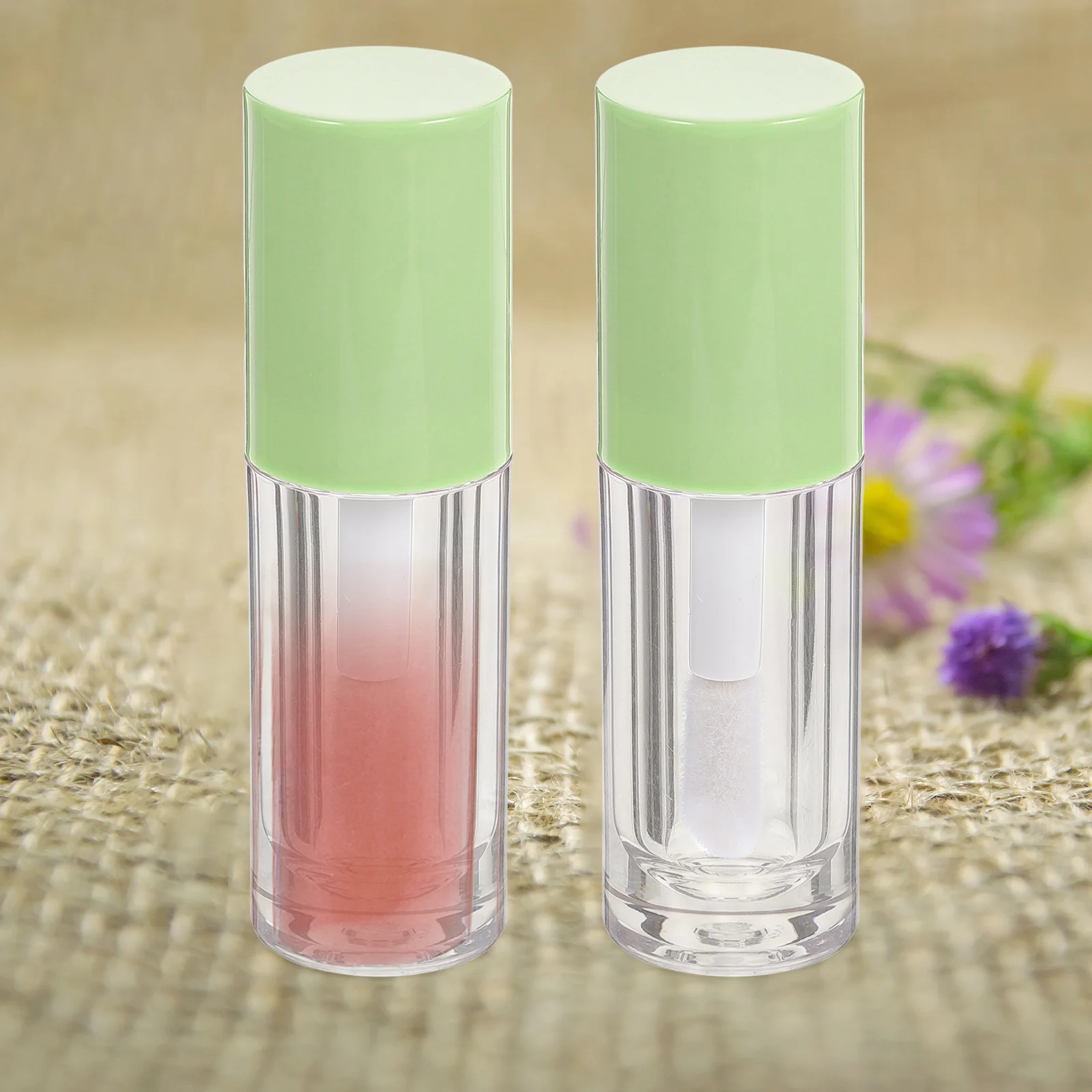 

14 pcs Clear Plastic Lip Gloss Tubes Empty Refillable Containers Brush Rod 6ml Pink Skin Tone Portable Durable Safe