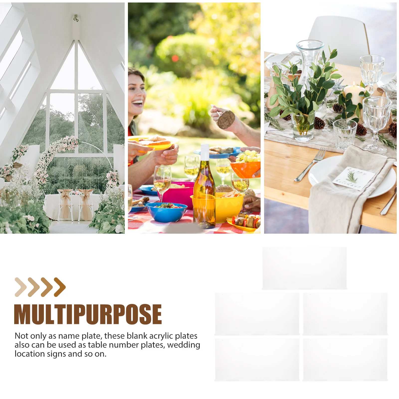 5Pcs Clear Acrylic Desk Name Plate Blank Office Sign Holder for Wedding Table Number Seating Stand Desk Name Plate