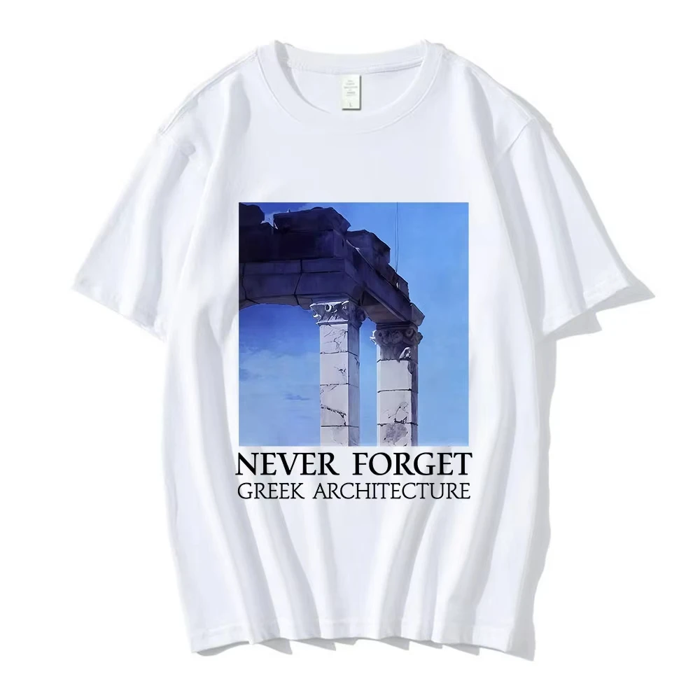 NEVER FORGET GREEK ARCHITECTURE T-shirts Women Clothing Fashion Short Sleeves T Shirts Casual T-shirt Tops