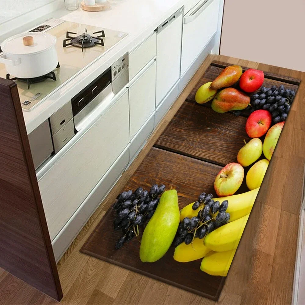 Fruit Pattern Kitchen Carpet Entrance Door Mat Home Bedroom Floor Decoration Corridor Balcony Bathroom Anti-slip