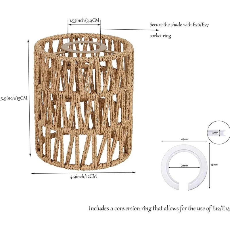 Imagem -06 - Boho Shades Substituição para Ventilador de Teto Cilindro Abajur Tecido 59 Altura Pendant Sconce Shade