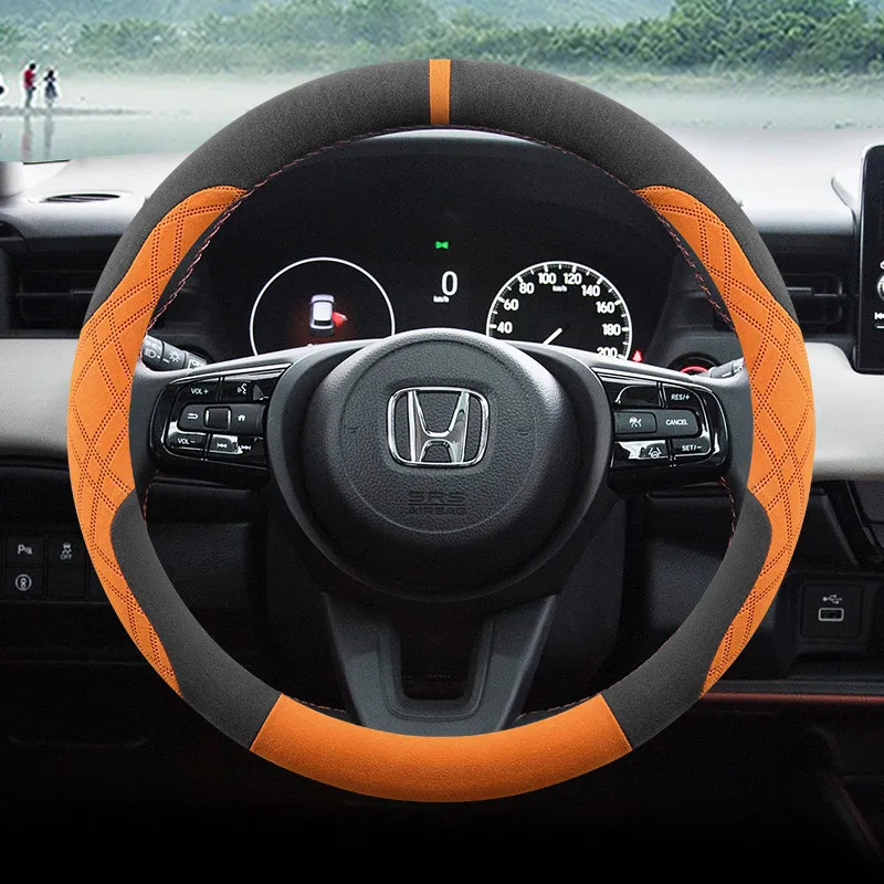 Luxuriöser Wildleder-Lenkradbezug für Honda City Passport Pilot HR‑V CR‑V Accord Civic, passgenau, Auto-Innenausstattungszubehör