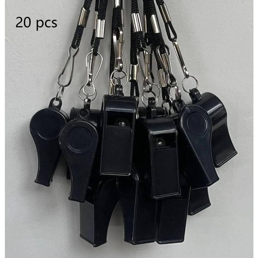 20 Stuks Plastic Luide Fluitjes Met Lanyard Voor Scheidsrechter Coaches Basketbal Voetbal Sport Training Game Event Badmeester Survival