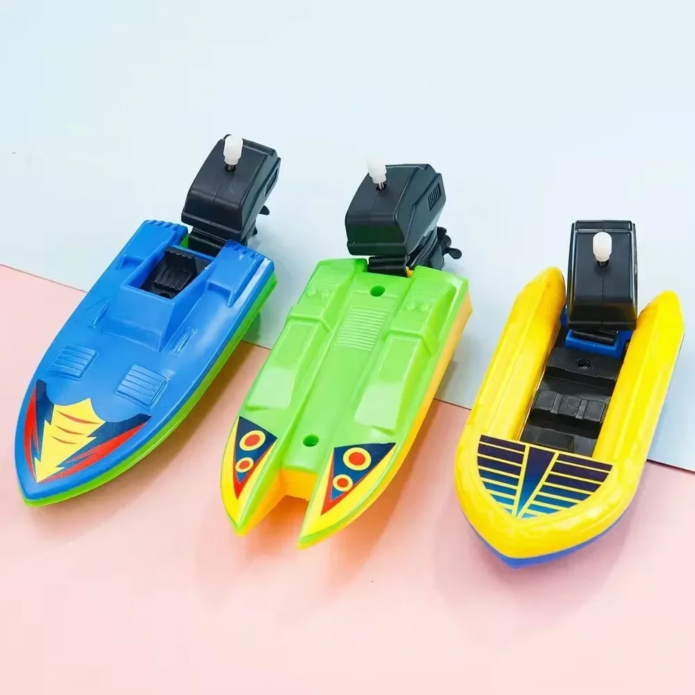 202 Speed Boat Clockwork Toys Ship Wind Up Toy Float In Water Kids Toys Classic Bathtub Shower Bath Toy for Children Boys Toys image 2