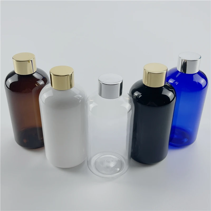 250 ml x 24 weiße, klare, schwarze, leere, eloxierte Aluminium-Flasche mit Schraubverschluss, Toner, nachfüllbare Behälter, PET-Make-up-Hydrosol-Behälter