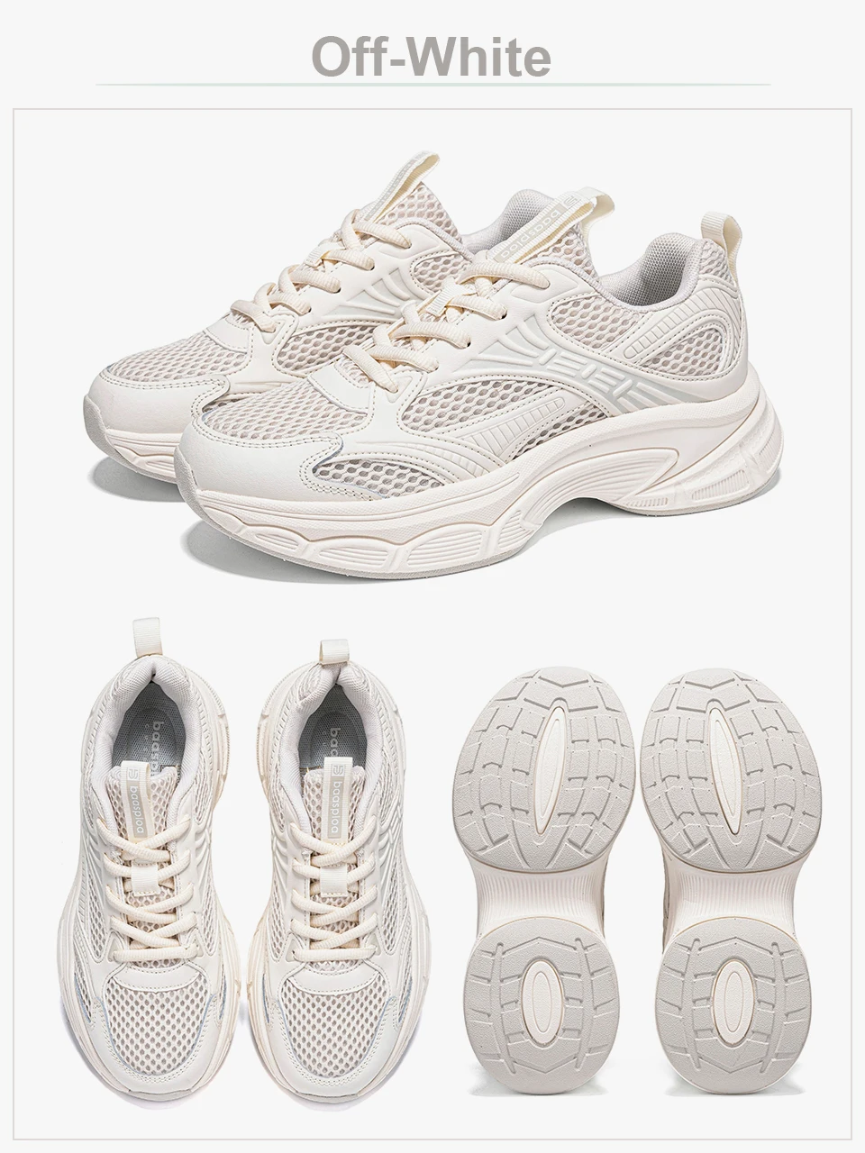 Baasploa Damen-Laufschuhe, leichte, atmungsaktive Sportschuhe für Damen, bequeme weiße Turnschuhe, lässige Turnschuhe, rutschfest – Detail 13