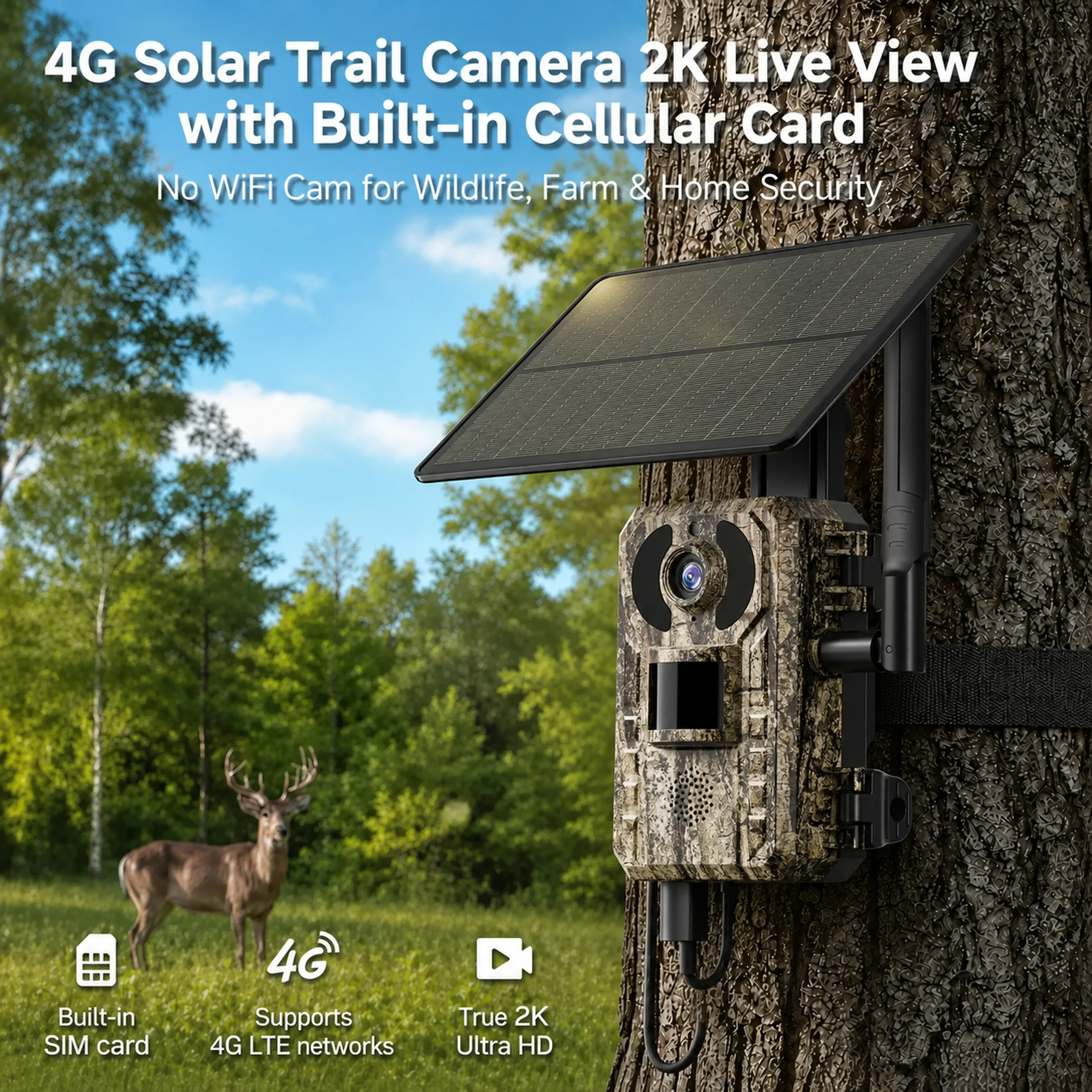 กล้องดักถ่ายสัตว์ป่าพลังงานแสง - Hunting Game Camera Night Vision No Glow บทวิจารณ์และราคา