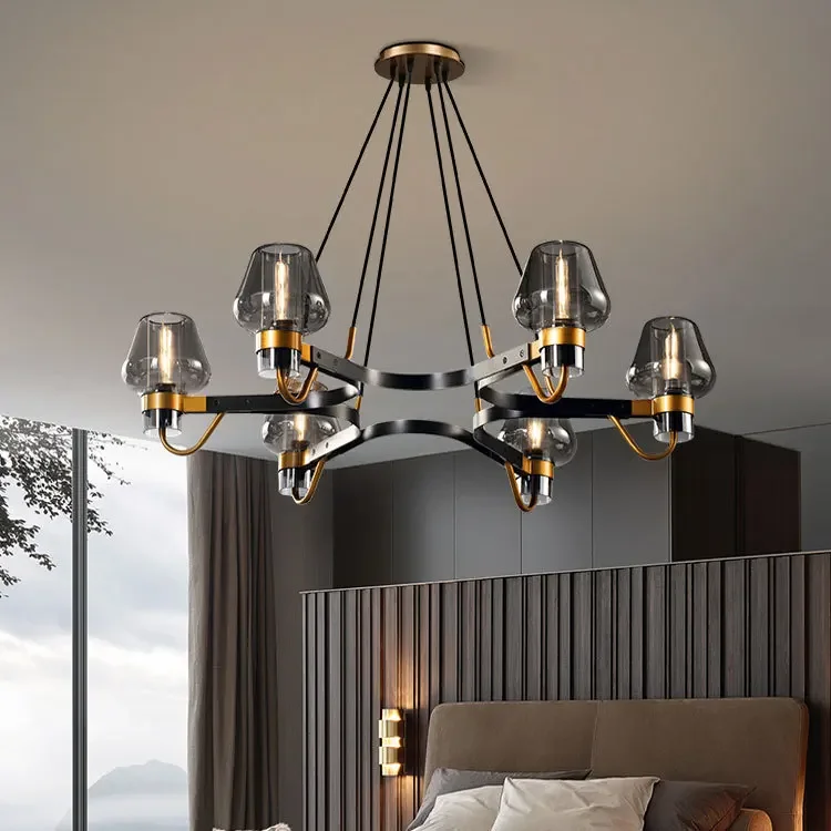 

Nordic simple postmodern living room chandelier, American dining room bedroom study light luxury atmosphere hanging lighting