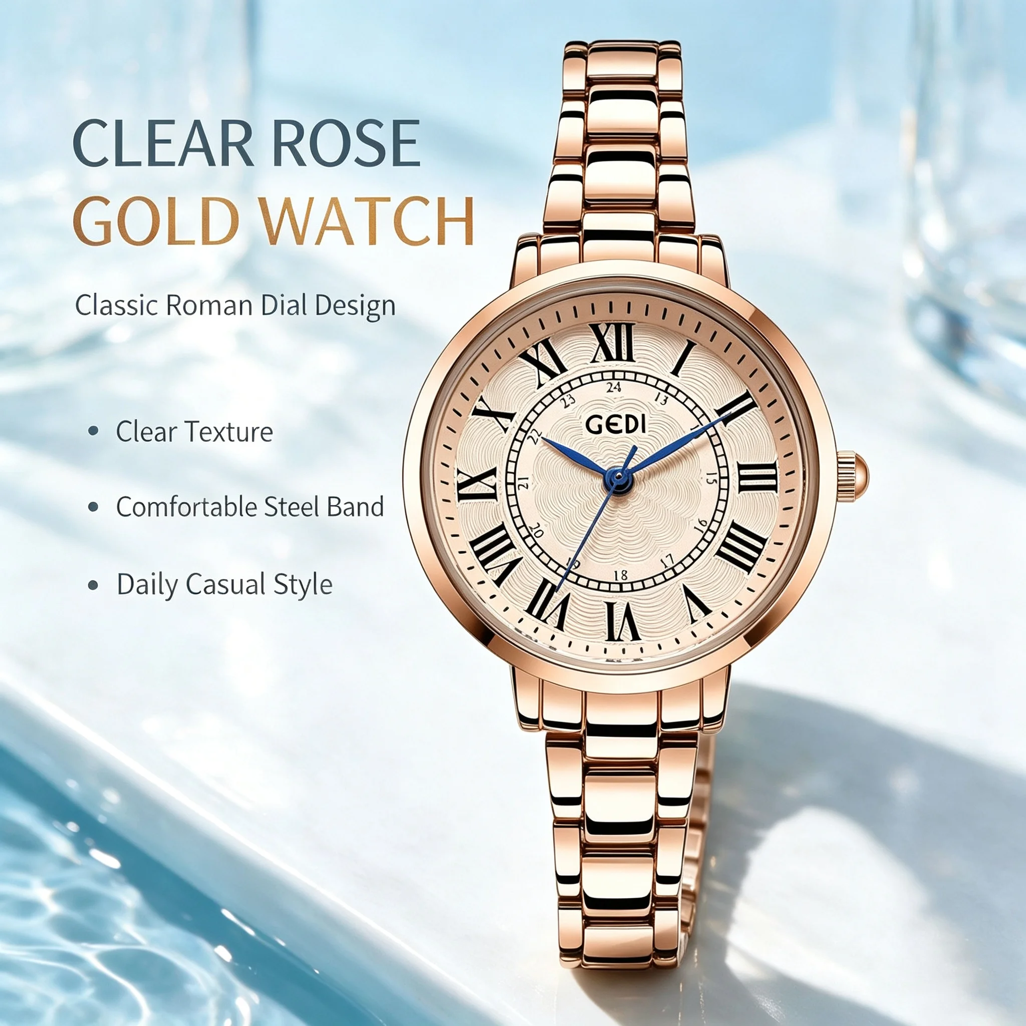 New Brand Retro Women Roman Steel Strap Watches Gift Waterproof Temperament Versatile European Daily Alloy Quartz Wristwatches