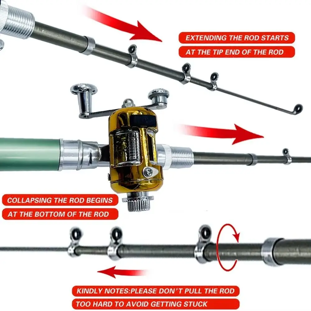 Telescopic Pocket Fishing Rod Pen Shape Carbon Reel Mini Fishing Pole Aluminum Alloy 1M Folded Fishing Rod Kit Stream - Image 3